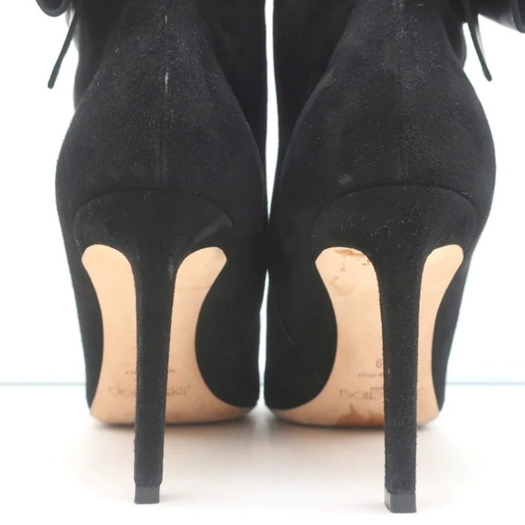 Jimmy Choo Kassidy Bow Ankle Boots Black Suede Size 39 Pointed Toe High Heel - Picture 8 of 10
